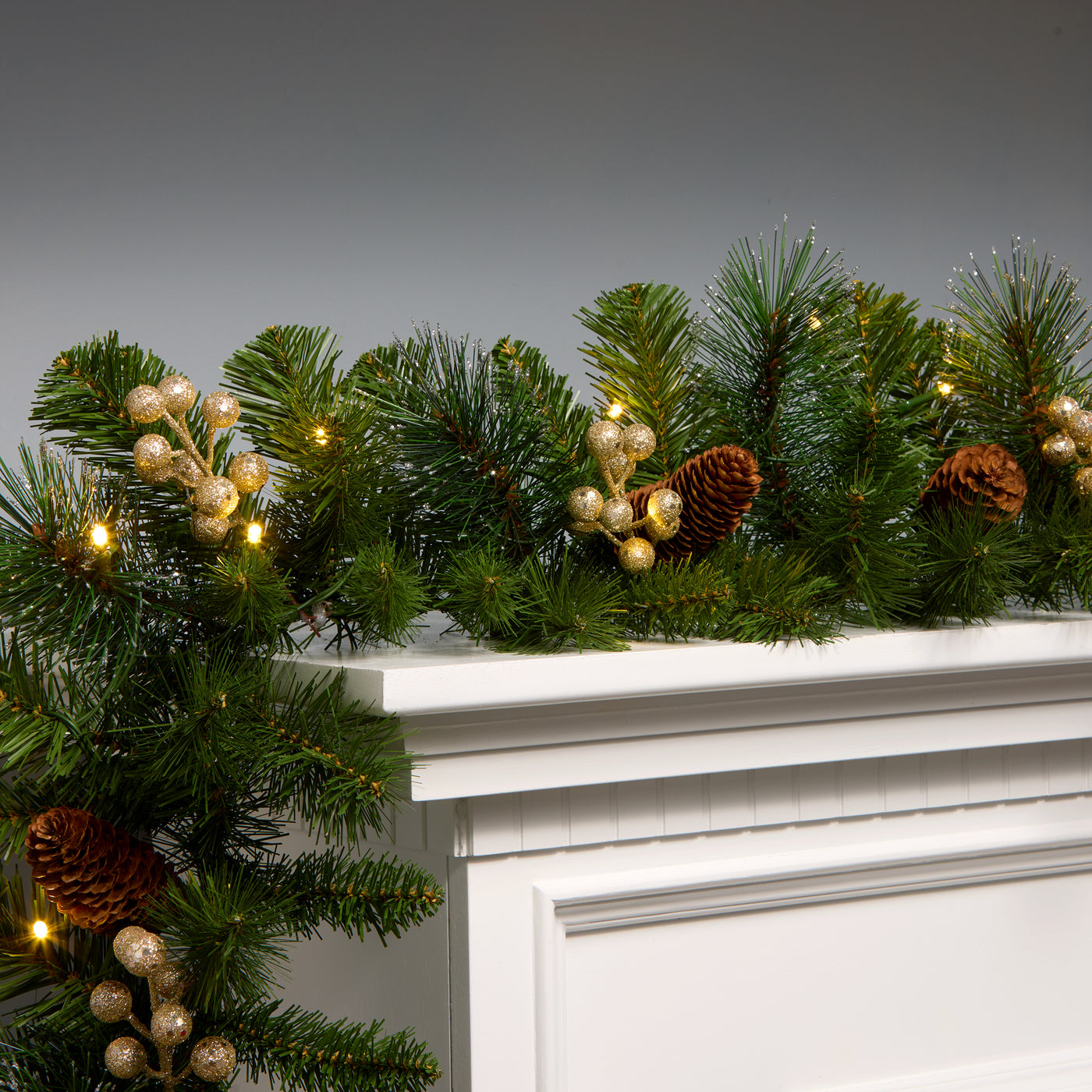 9 ft. Crestwood Gold Spruce Garland with LED Lights - National Tree Company