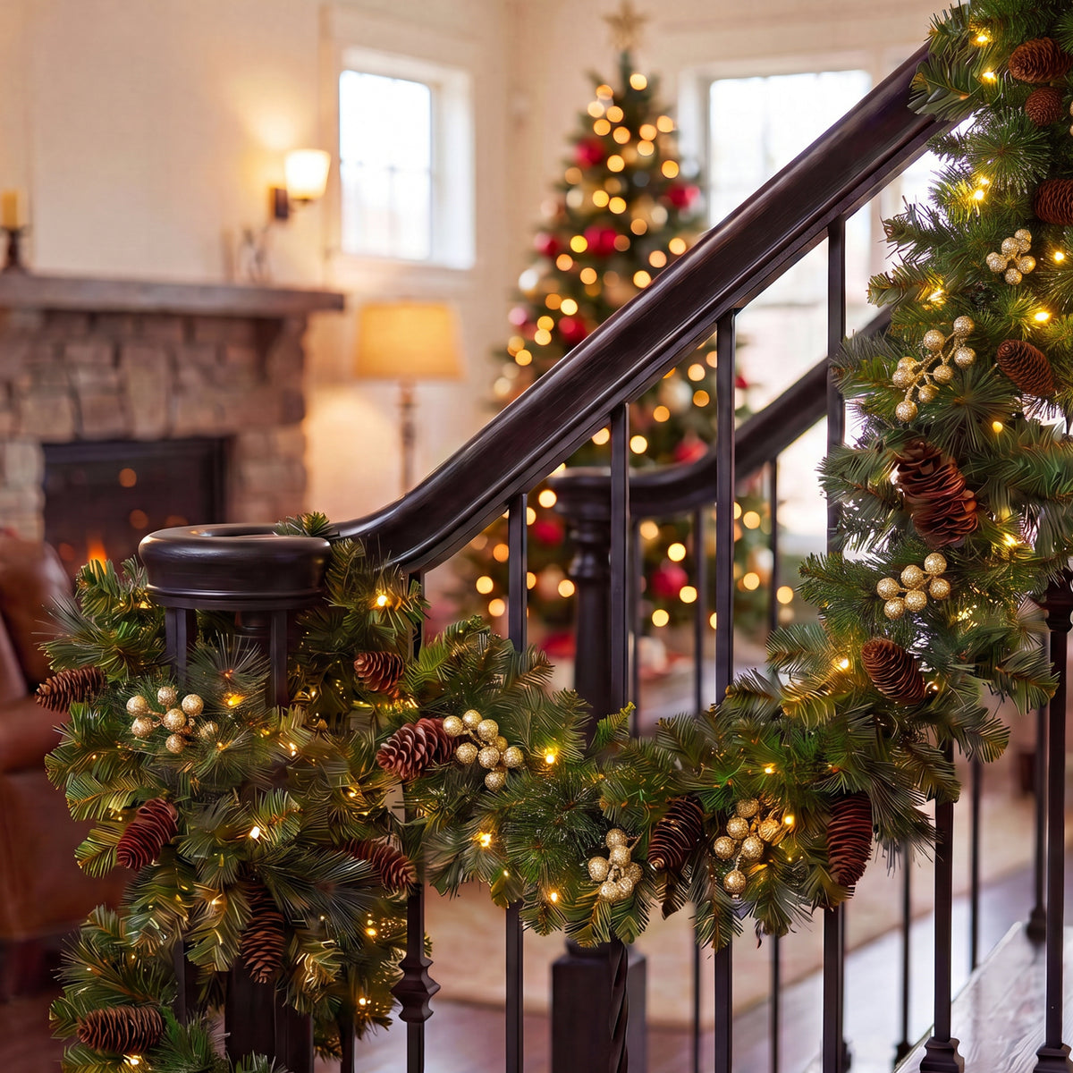 9 ft. Crestwood Gold Spruce Garland with Warm White LED Lights - National Tree Company