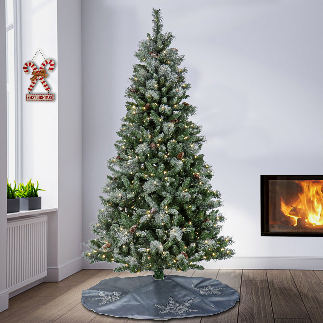 Pre-Lit Artificial Christmas Tree, Conconully Pine, with Warm White LED Lights, Plug in, 7.5 ft