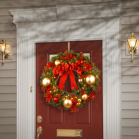 36 in. Pre-Lit Decorative Collection Cozy Christmas Wreath with Red and Clear Lights - National Tree Company