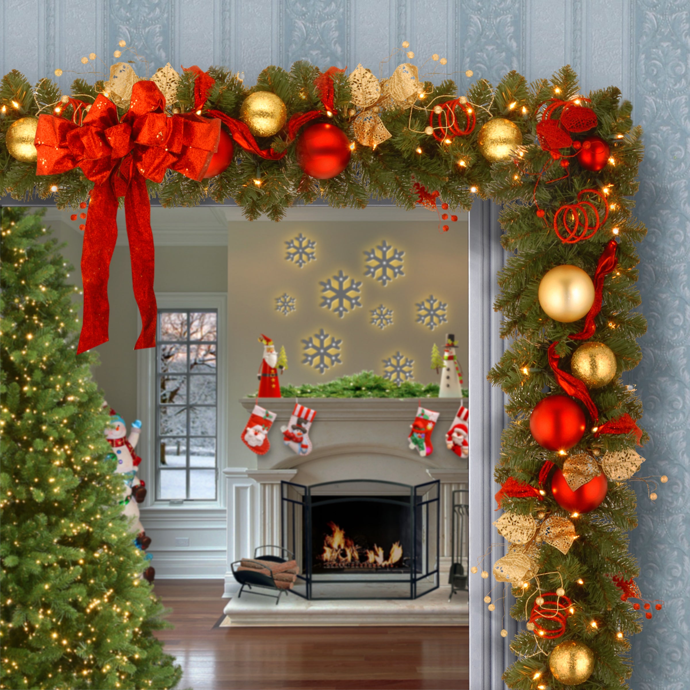 9 ft. Pre-Lit Decorative Collection Cozy Christmas Garland with