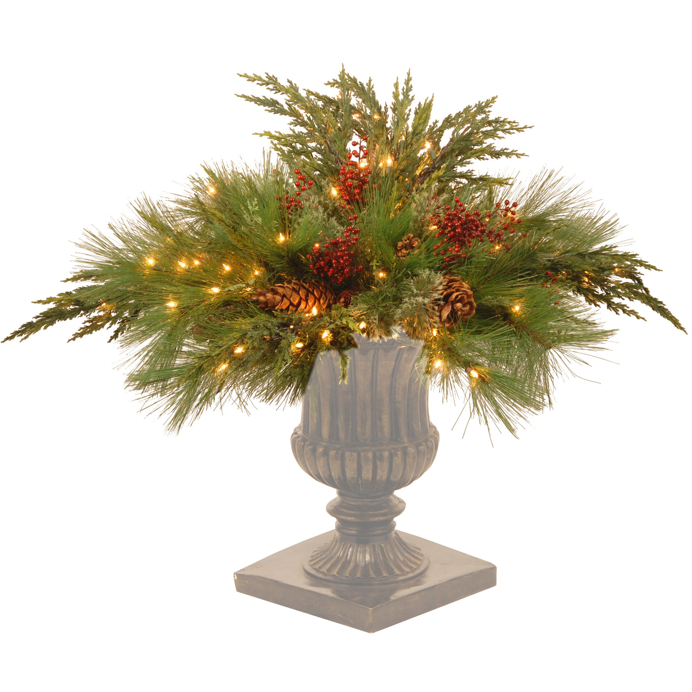 30 in. Pre-Lit White Pine Urn Filler with Clear Lights - National Tree Company