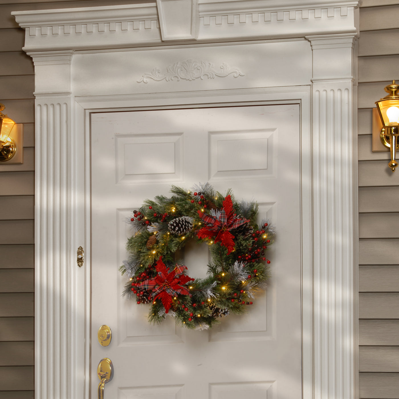 24 in. Pre-Lit Tartan Plaid Wreath with Warm White LED Lights - National Tree Company