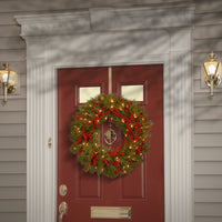 24 in. Pre-Lit Valley Pine Wreath with Warm White LED Lights - National Tree Company