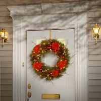 24 in. Pre-Lit Hydrangea Pine Wreath with Warm White LED Lights - National Tree Company