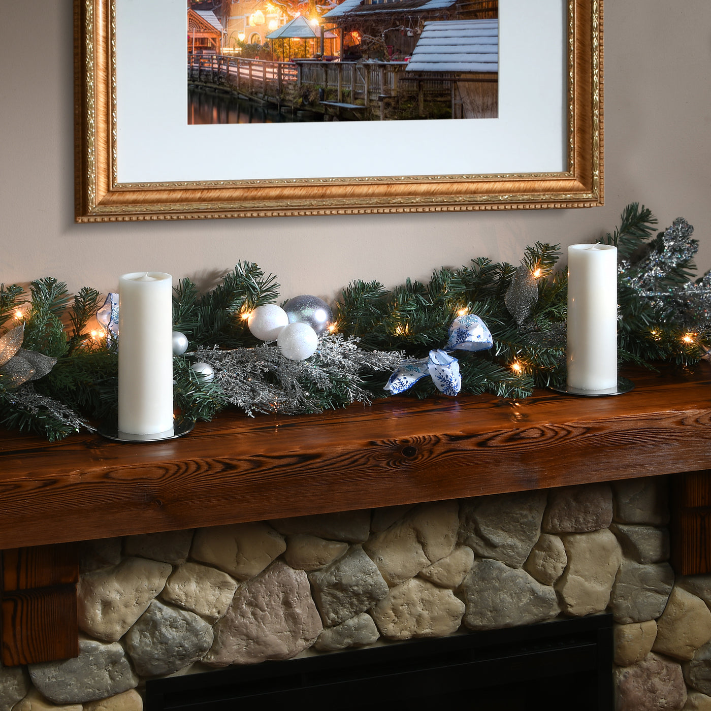 9 ft. Pre-Lit Decorative Collection Ornament Garland with Clear Lights - National Tree Company