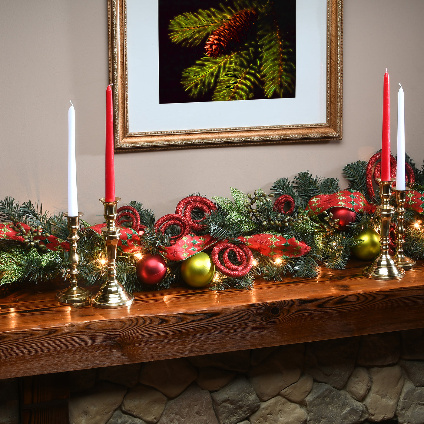 9 ft. Pre-Lit Decorative Collection Ornament Garland with Clear Lights - National Tree Company
