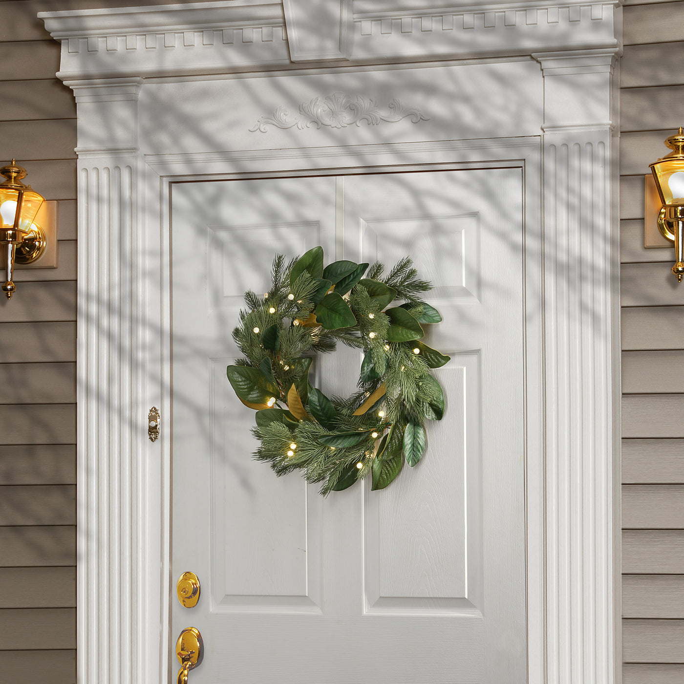 24 in. Pre-Lit Magnolia Mix Pine Wreath with LED Lights - National Tree Company