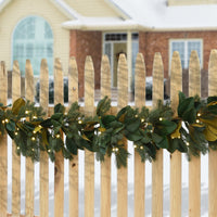 9 ft. Pre-Lit Magnolia Mix Pine Garland with White LED Lights - National Tree Company