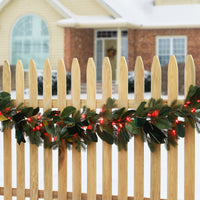 9 ft. Pre-Lit Magnolia Mix Pine Garland with Red LED Lights - National Tree Company