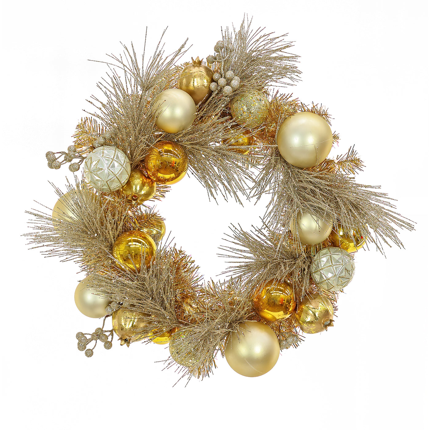 24 in. Pre-Lit Christmas Be Merry Trimmed Gold Wreath with Warm White LED Lights - National Tree Company