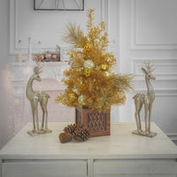 NTC 36 in. Christmas Be Merry Decorated Gold Tree with Warm White LED Lights - National Tree Company