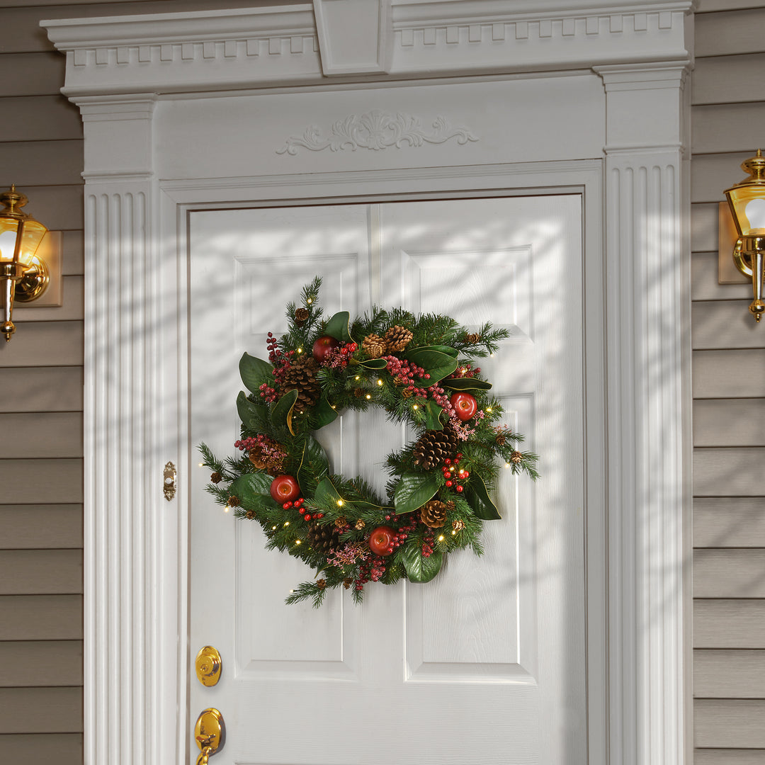 24" Rural Homestead Wreath with LED Lights