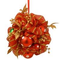 16" Decorative Collection Striped Red Ribbon Kissing Ball - National Tree Company