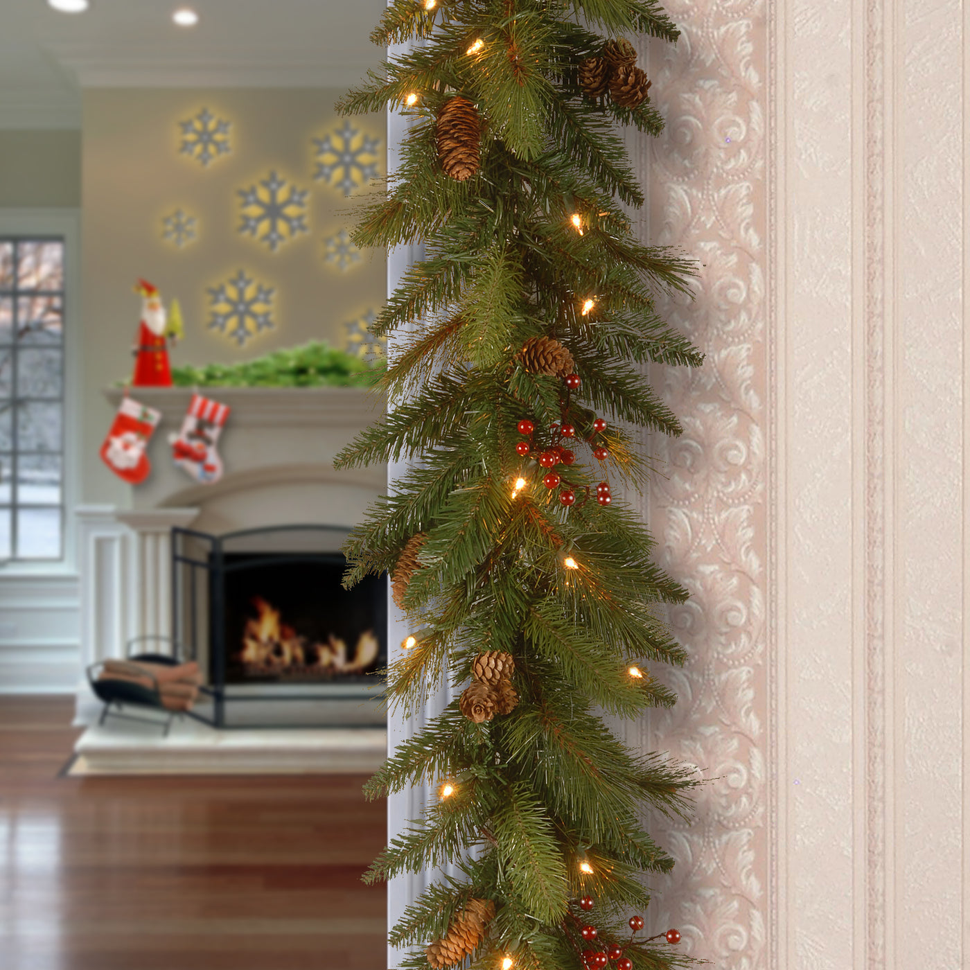 6 ft. Pre-Lit Long Needle Pine Cone Garland with Clear Lights - National Tree Company