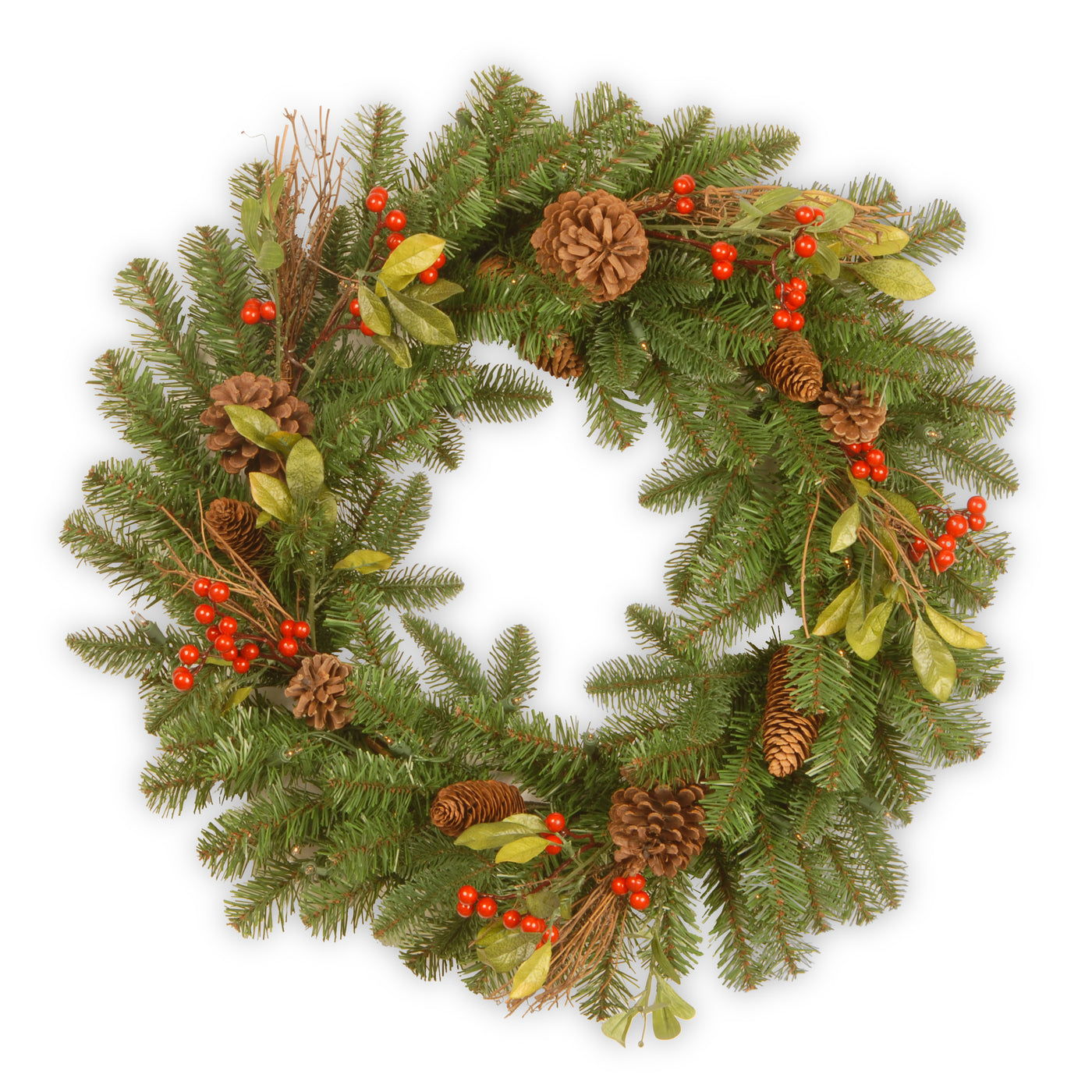 24 in. Decorative Collection Berry Leaf Wreath - National Tree Company