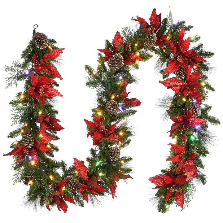 National Tree Company Pre-Lit Artificial Christmas Garland, Green, Evergreen, Multicolor Lights, Plug In, Christmas Collection, 9 Feet