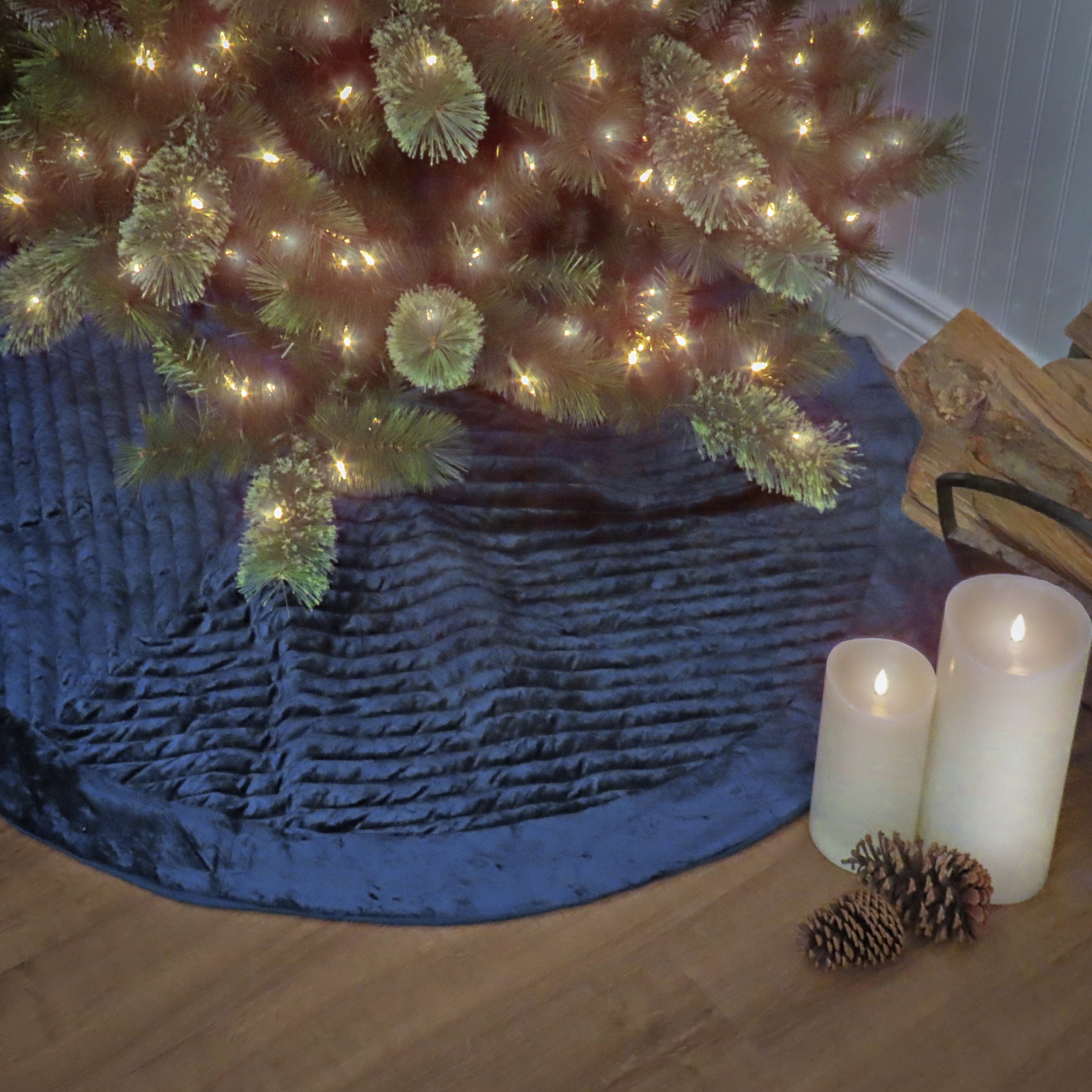 Light blue clearance velvet tree skirt