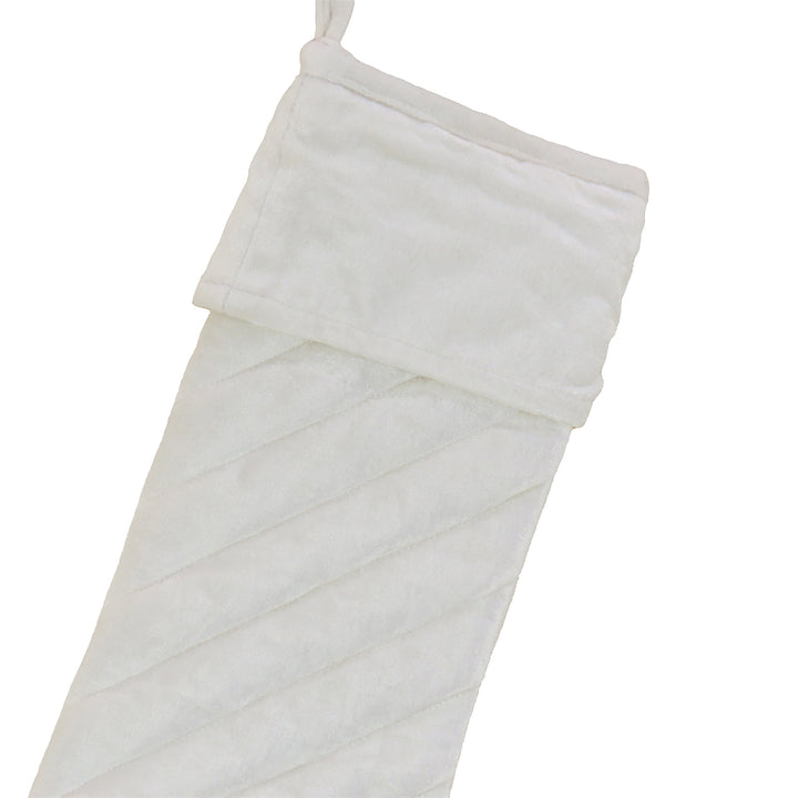 19” HGTV Home Collection Quilted Velvet Stocking, Ivory