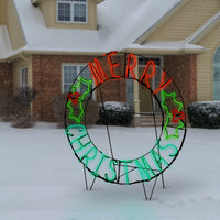 41 in. Red & Green LED Merry Christmas Wreath - National Tree Company