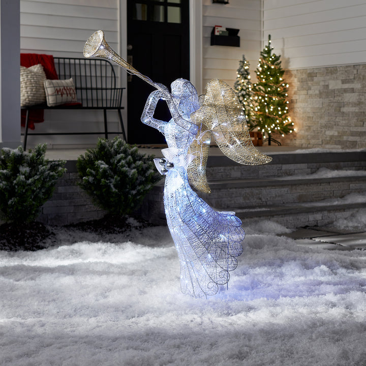 National Tree Company 48" Silver Angel Decor with White LED Lights