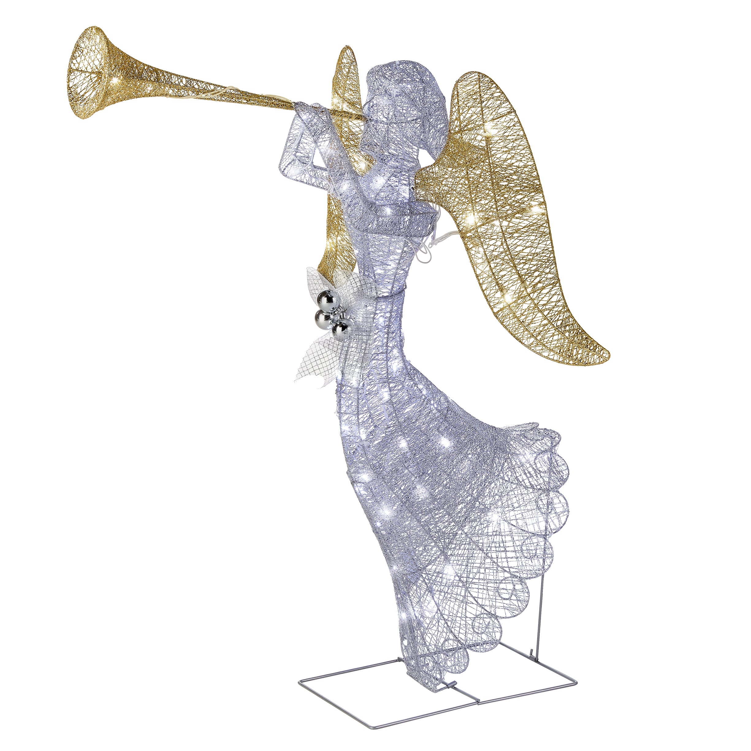 48 in. Silver Angel Decor with White LED Lights · National