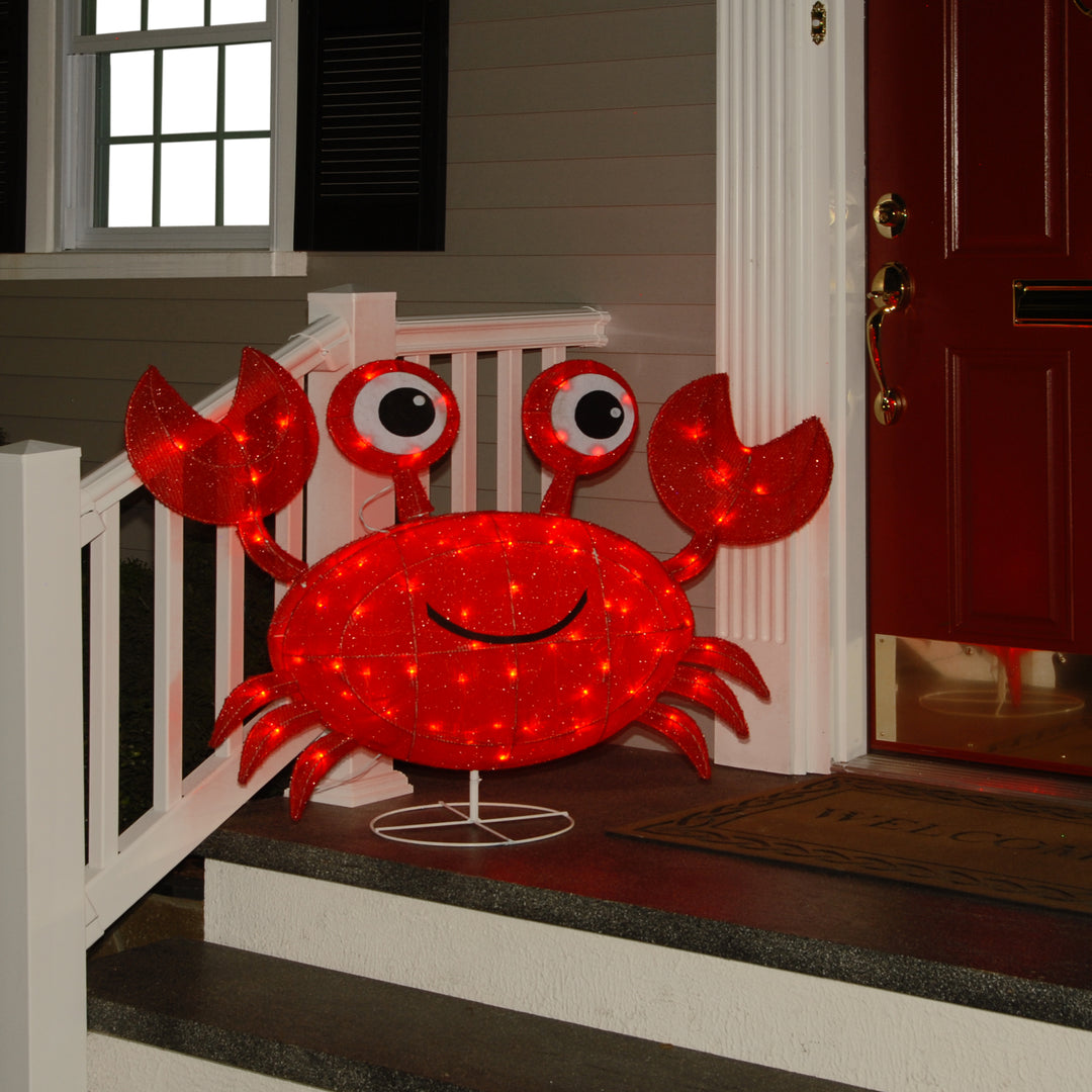 Pre-Lit Red Smiling Crab Outdoor Decoration, LED Lights, Plug In, Spri –  National Tree Company