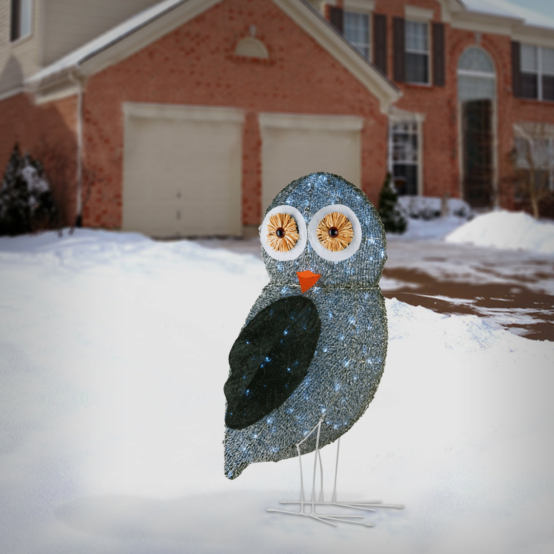 37" Fuzzy Fabric Owl with LED Lights