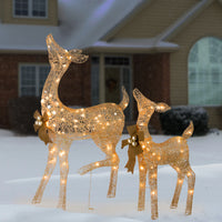 38 in. and 28 in. Pre-Lit Fawn with Doe Decoration - National Tree Company