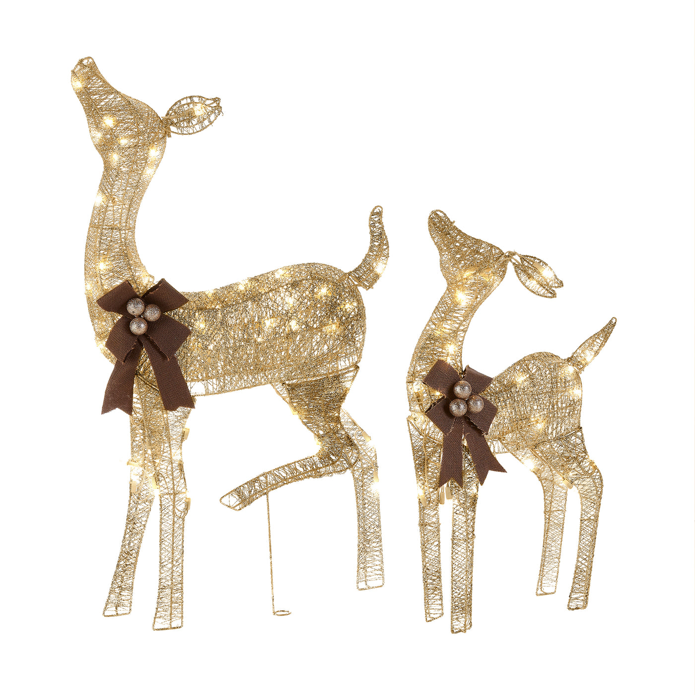 38 in. and 28 in. Pre-Lit Fawn with Doe Decoration - National Tree Company