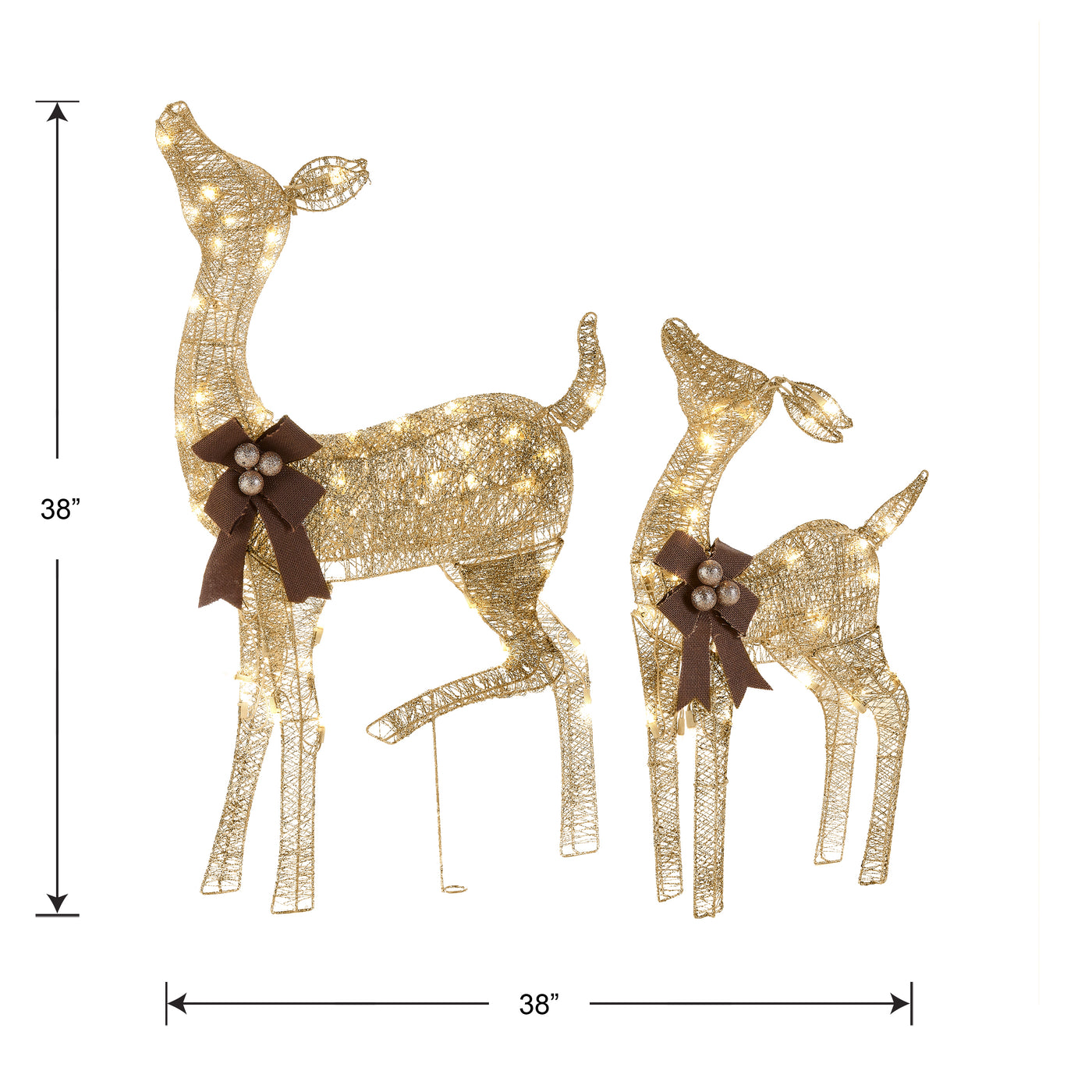 38 in. and 28 in. Pre-Lit Fawn with Doe Decoration - National Tree Company