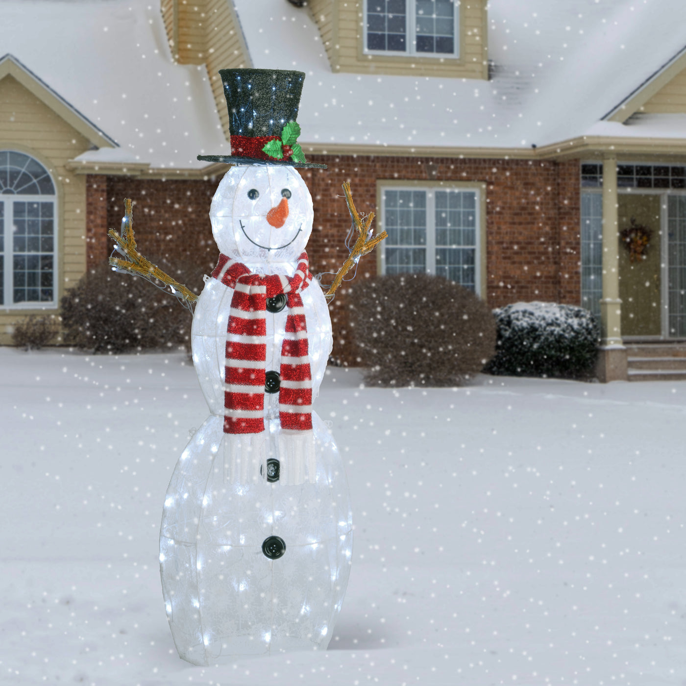 48 in. Pre-Lit Snowflake Fabric Snowman with LED Lights - National Tree Company
