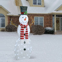 48 in. Pre-Lit Snowflake Fabric Snowman with LED Lights - National Tree Company