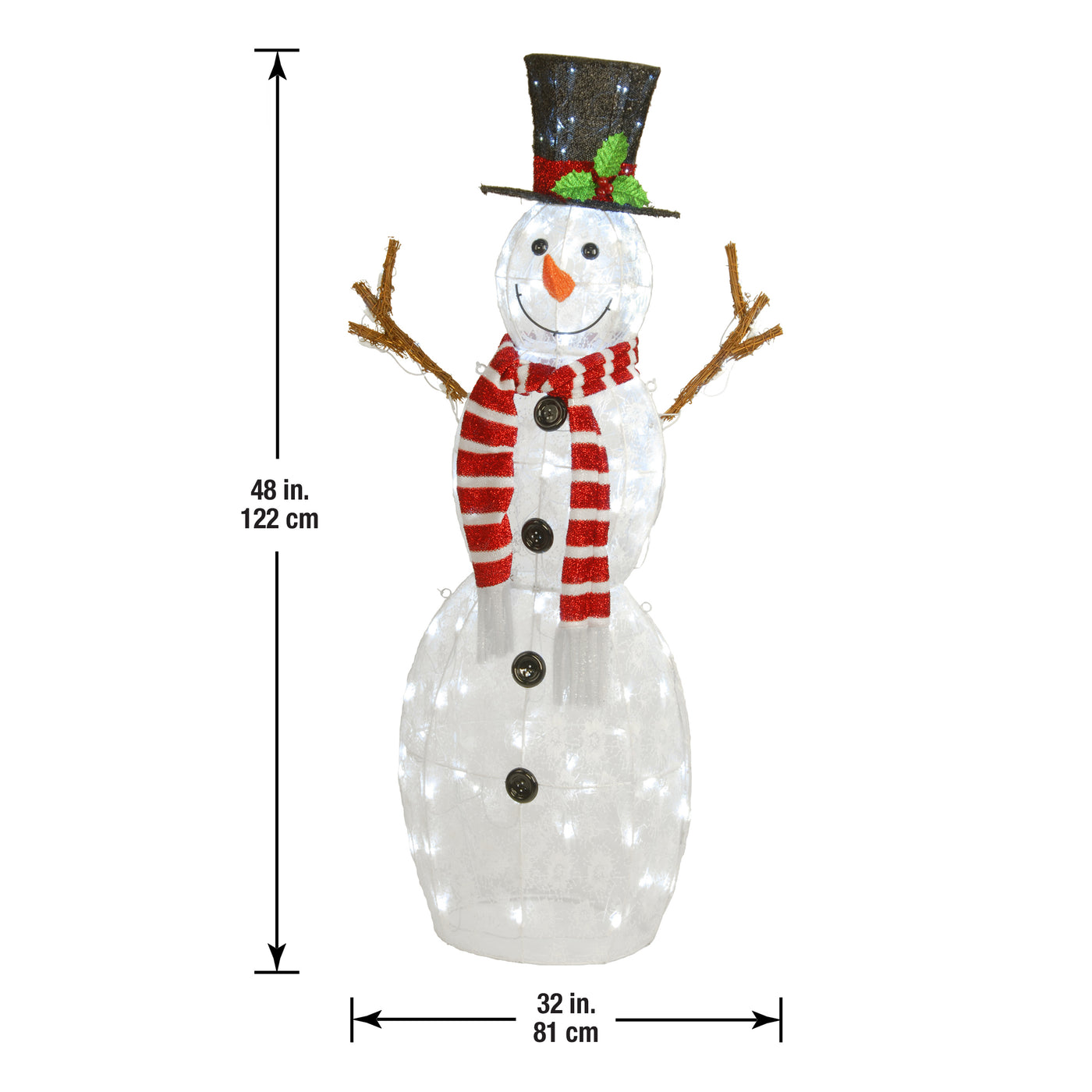 48 in. Pre-Lit Snowflake Fabric Snowman with LED Lights - National Tree Company