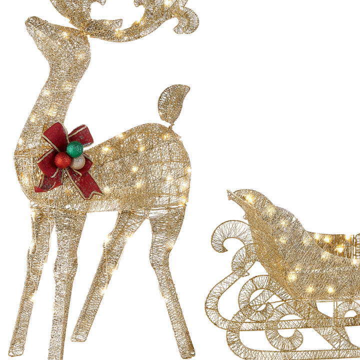 Reindeer and Santas Sleigh with LED Lights