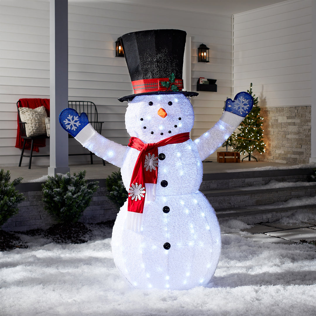 72" Snowman Decoration with White LED Lights