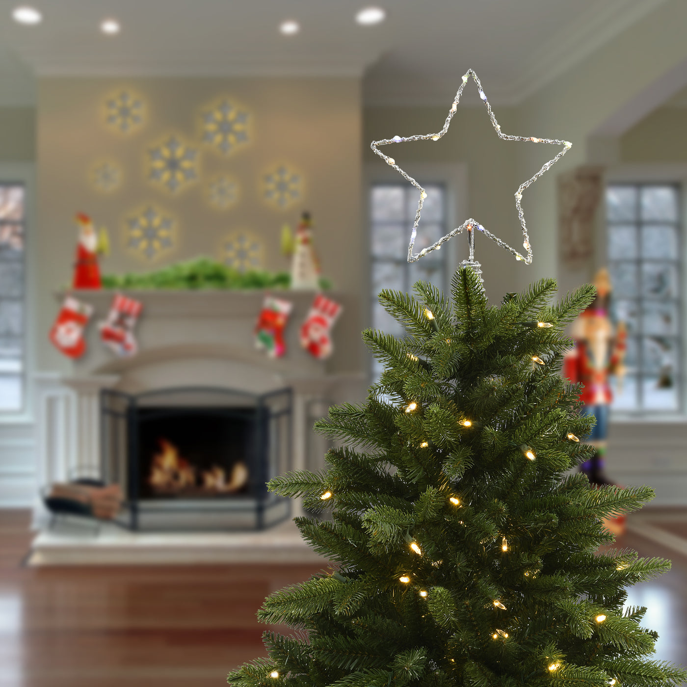 13.5 in. Open Star Tree Top for Artificial Trees with Dual Color Light ...