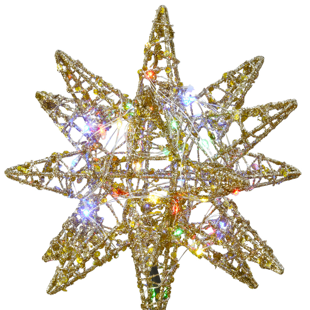Java Star Tree Top 14.5 in. Falling Star Tree Top for Artificial Trees with Dual Color Li ...