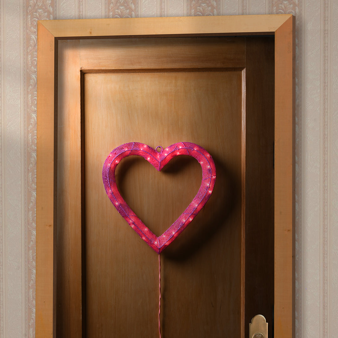 Pre-Lit Pink Heart Decoration, Pink, LED Lights, Valentine's Day Collection, 15 Inches
