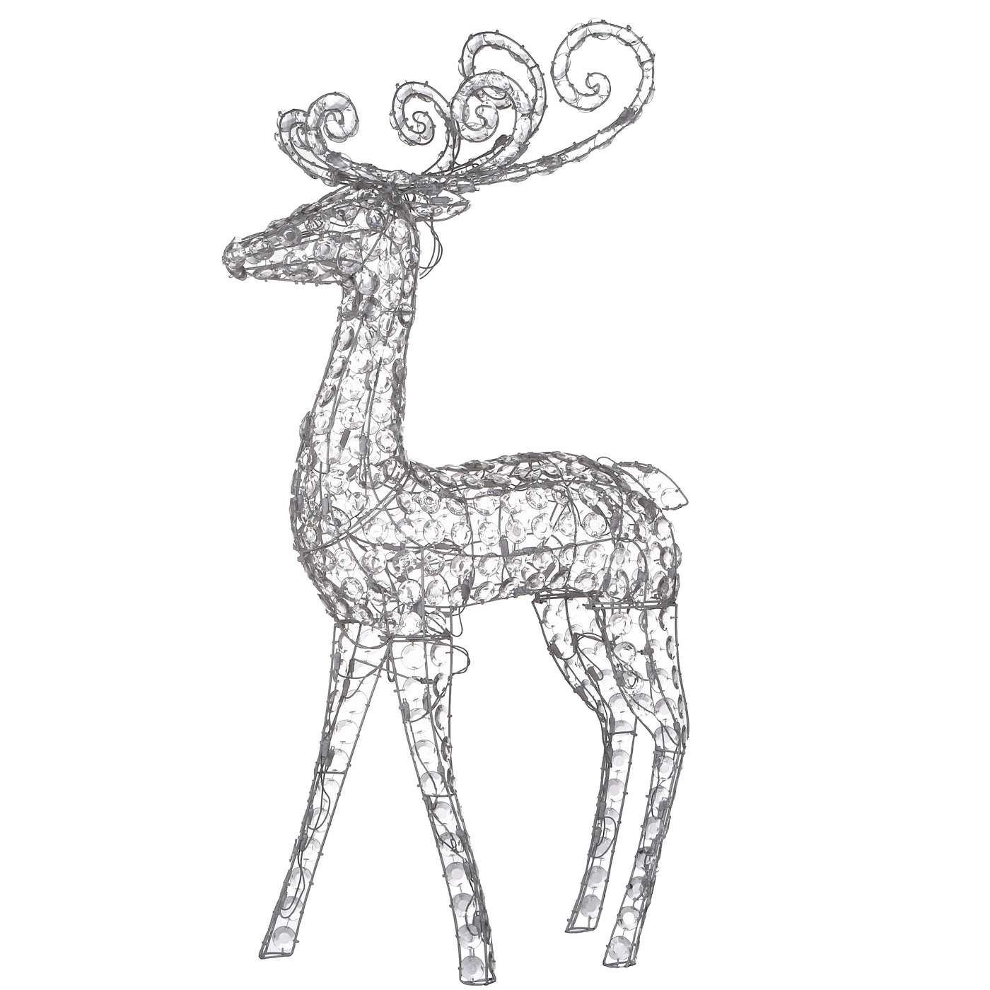 48 in. Ice Crystal Bead Standing Deer with LED Lights - National Tree Company
