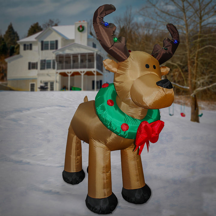 Inflatable Reindeer, LED Lights, Plug In, Christmas Collection, 8 Feet
