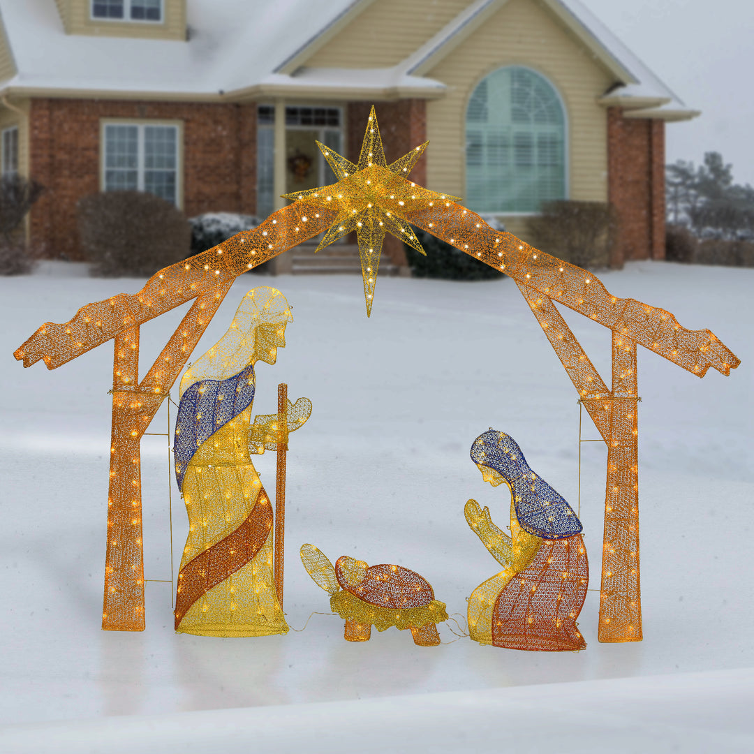 96" Nativity Scene with Clear Lights