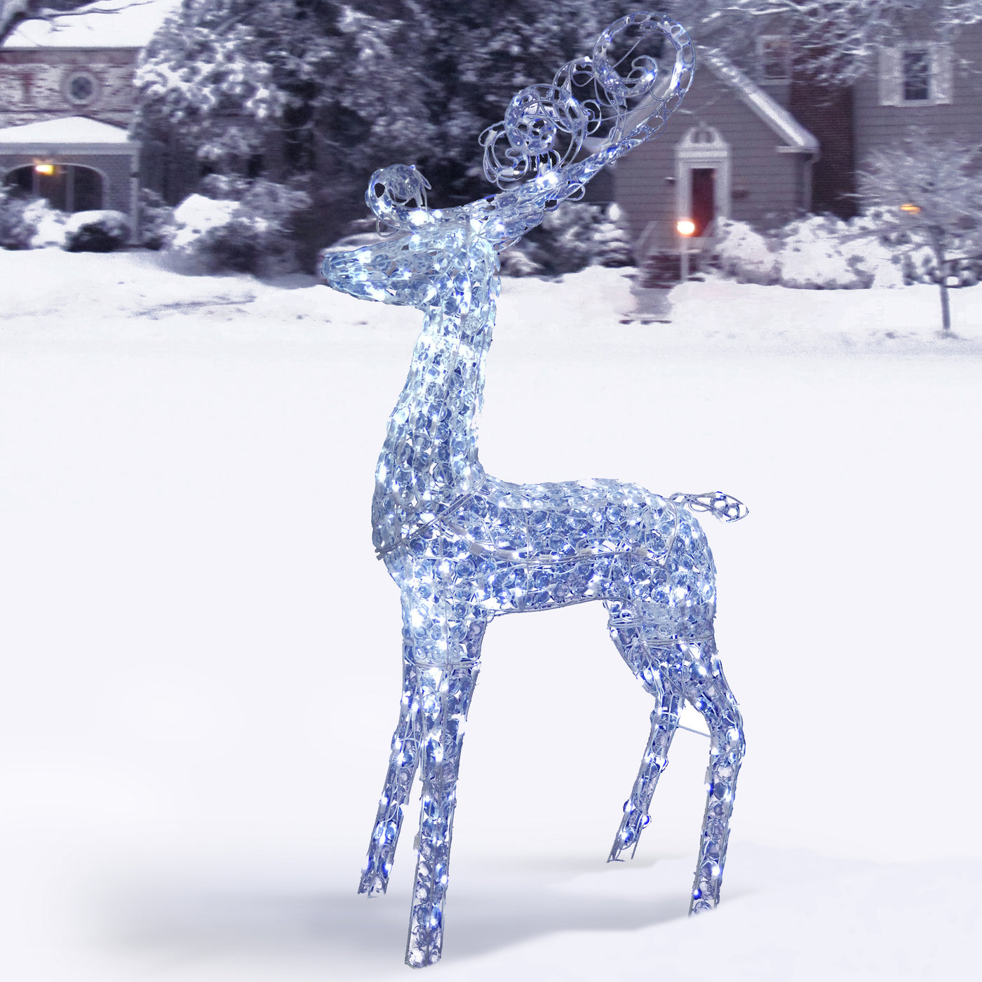 60" Ice Crystal Bead Standing Deer with LED Lights - National Tree Company