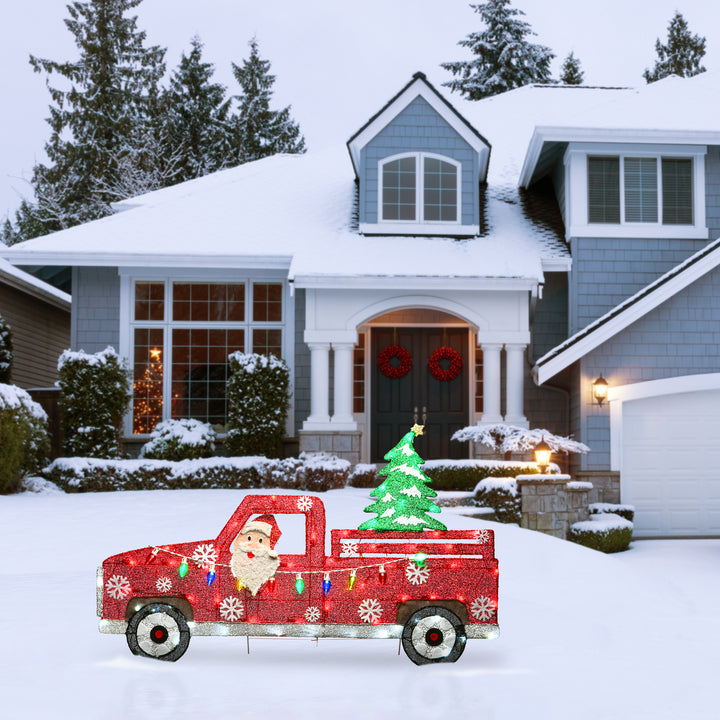27" Pre-Lit Santa in Red Truck