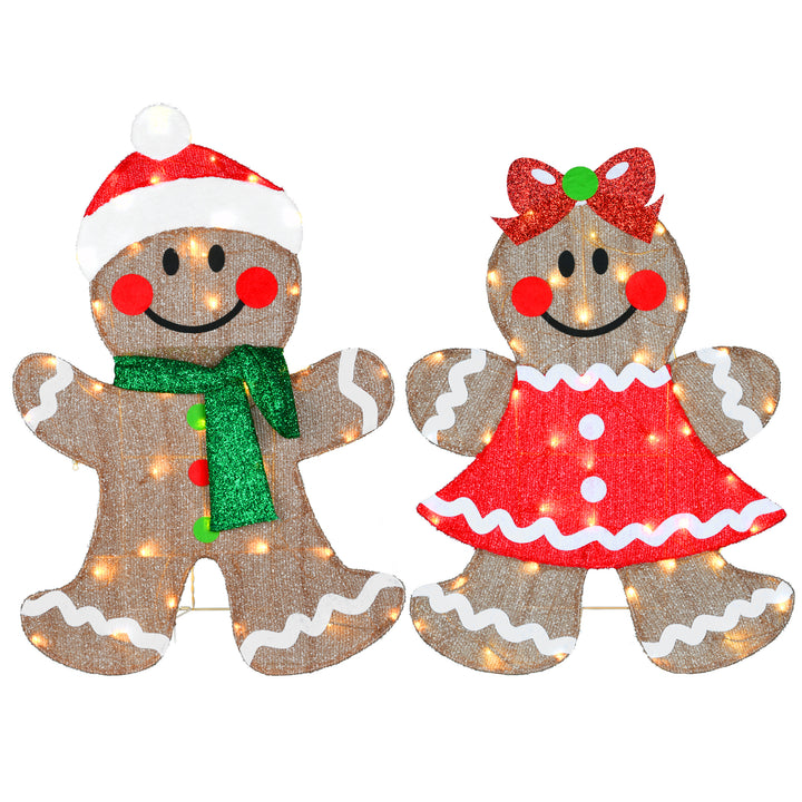 35" Pre-Lit Gingerbread Cookie Couple