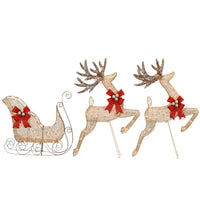 Champagne Reindeer and Sleigh with Clear Lights - National Tree Company