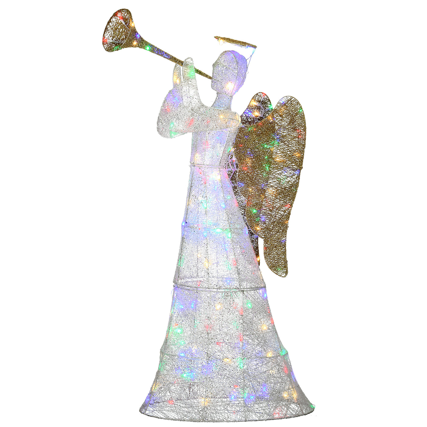 60 in. Trumpeting White Angel with Multicolor LED Lights - National Tree Company