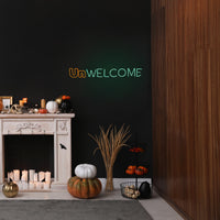 Halloween Hanging Neon Style Sign, Green, Moon and Flying Witch, LED Lights, Plug In, 50 Inches - National Tree Company