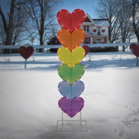 Pre-Lit Valentine's Stacked Hearts Decoration, Rainbow, LED Lights, Plug In, Valentine's Day Collection, 63 Inches - National Tree Company