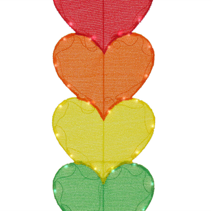 Pre-Lit Valentine's Stacked Hearts Decoration, Rainbow, LED Lights, Plug In, Valentine's Day Collection, 63 Inches